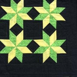 stars Fabric Wall Hanging Yellow, Green & Black Quilted Table Topper - 28 - thumbnail 3