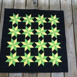 stars Fabric Wall Hanging Yellow, Green & Black Quilted Table Topper - 28 - thumbnail 4
