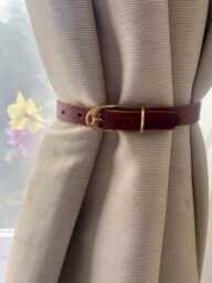 Equestrian Leather Curtain Tie Back - Brass Horse Buckle, Adjustable Strap, Country Decor