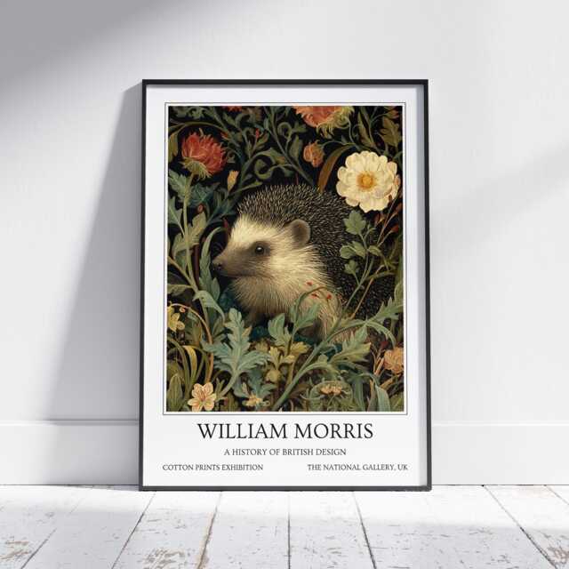 Hedgehog William Morris Wall Art Vintage Poster, Floral Art Print - image 1