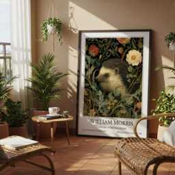 Hedgehog William Morris Wall Art Vintage Poster, Floral Art Print - thumbnail 3