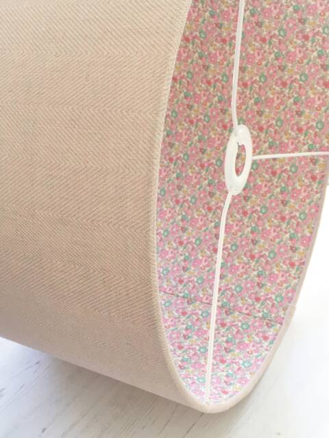 Handmade Chevron Linen Lampshade Liberty Betsy-Ann Floral Lining - image 1