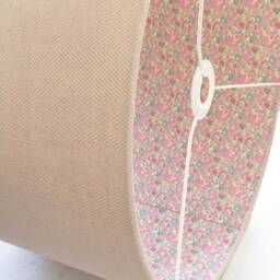 Handmade Chevron Linen Lampshade Liberty Betsy-Ann Floral Lining - thumbnail 3