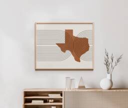 Mid Century Modern Wall Art - Minimalist Texas & Decor, Abstract Mid-Century Prints, State Map Print, Of - thumbnail 1