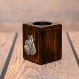 Schnauzer - Wooden Candlestick With Dog, Souvenir, Decoration, Limited Edition, Collection - thumbnail 2