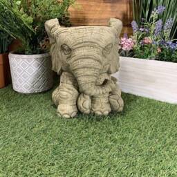 stone Garden Elephant Planter X2 Plant Pot Flower Hand Cast Ornament - thumbnail 3