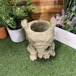 stone Garden Elephant Planter X2 Plant Pot Flower Hand Cast Ornament - thumbnail 4
