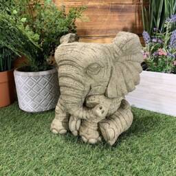 stone Garden Elephant Planter X2 Plant Pot Flower Hand Cast Ornament - thumbnail 2