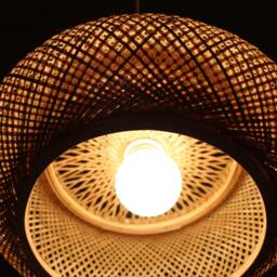 Handwoven Bamboo Pendant Light Rustic Lampshade - 15.7 - thumbnail 2