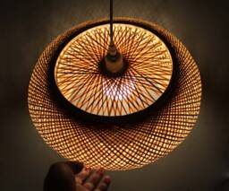 Handwoven Bamboo Pendant Light Rustic Lampshade - 15.7