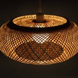 Handwoven Bamboo Pendant Light Rustic Lampshade - 15.7 - thumbnail 3