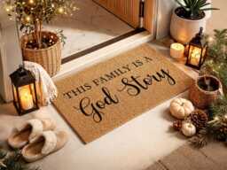 God Story Doormat - Custom Faith Welcome Rug Christian Family Home Sign - thumbnail 1