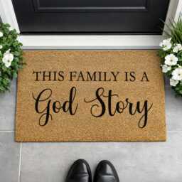 God Story Doormat - Custom Faith Welcome Rug Christian Family Home Sign - thumbnail 4