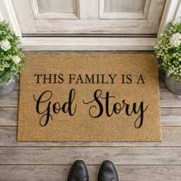 God Story Doormat - Custom Faith Welcome Rug Christian Family Home Sign - thumbnail 3