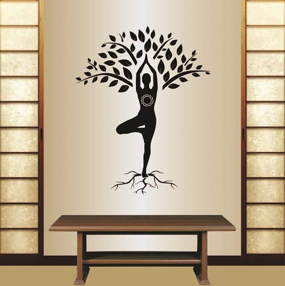 In-Style Decals Wall Vinyl Decal Home Decor Art Sticker Yoga Tree Pose Girl Woman Exercise Meditation Room Removable Mural Design 909 - image 1