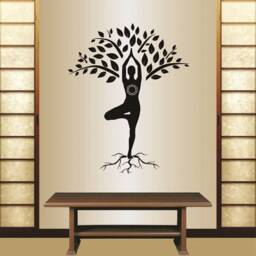 In-Style Decals Wall Vinyl Decal Home Decor Art Sticker Yoga Tree Pose Girl Woman Exercise Meditation Room Removable Mural Design 909 - thumbnail 1