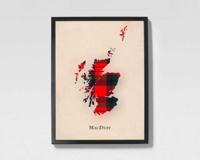 Clan Macduff Scottish Tartan Map - Of Scotland Family Wall Decor, Ready To Hang - image 1
