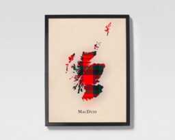 Clan Macduff Scottish Tartan Map - Of Scotland Family Wall Decor, Ready To Hang - thumbnail 1