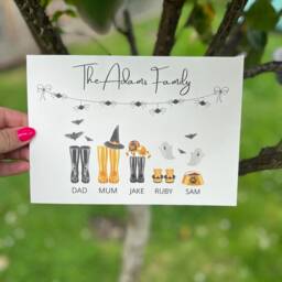 Personalised Halloween Family Wellies Print - New Home Gift Birthday Wellie -Custom - thumbnail 2