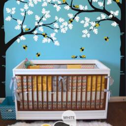 "Corner Tree Wall Decal Nursery Decor With Birds - 93"" X 123" - thumbnail 2