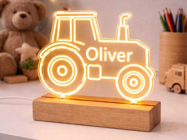 Personalized Tractor Night Light - Custom Kids Bedroom Decor - image 1