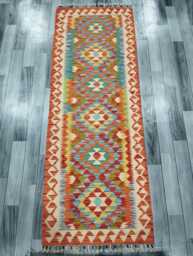 Runner Rug Classic, Handmade Artisan Afghan Turkish, Scandinavian, Navajo, Bohemian, Wool Flatweave Multicolour Kilim 193x69 cm - thumbnail 1