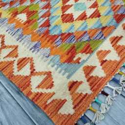 Runner Rug Classic, Handmade Artisan Afghan Turkish, Scandinavian, Navajo, Bohemian, Wool Flatweave Multicolour Kilim 193x69 cm - thumbnail 2