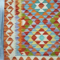 Runner Rug Classic, Handmade Artisan Afghan Turkish, Scandinavian, Navajo, Bohemian, Wool Flatweave Multicolour Kilim 193x69 cm - thumbnail 4