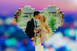 Personalised Building Brick Heart Photo Block Photograph Puzzle - Large - thumbnail 1