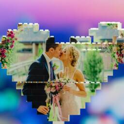 Personalised Building Brick Heart Photo Block Photograph Puzzle - Large - thumbnail 2