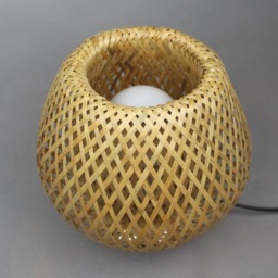 Handwoven Bamboo Table Lamp Boho Bedside Light - thumbnail 3