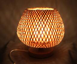 Handwoven Bamboo Table Lamp Boho Bedside Light