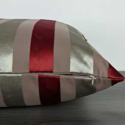 Crimson Red Champagne Gold Stripe Cushion Covers - 18x18 - thumbnail 2