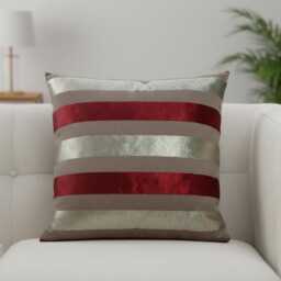 Crimson Red Champagne Gold Stripe Cushion Covers - 18x18