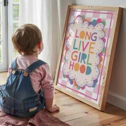 Long Live Girlhood Print, Girls Bedroom Decor, Quote Girl Nursery Teen Wall Art, Rainbow Art - thumbnail 2