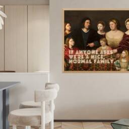 If Anyone Asks We're A Nice Normal Family, Kitchen Print, Maximalist Framed Wall Art, Funny Altered Art - thumbnail 2