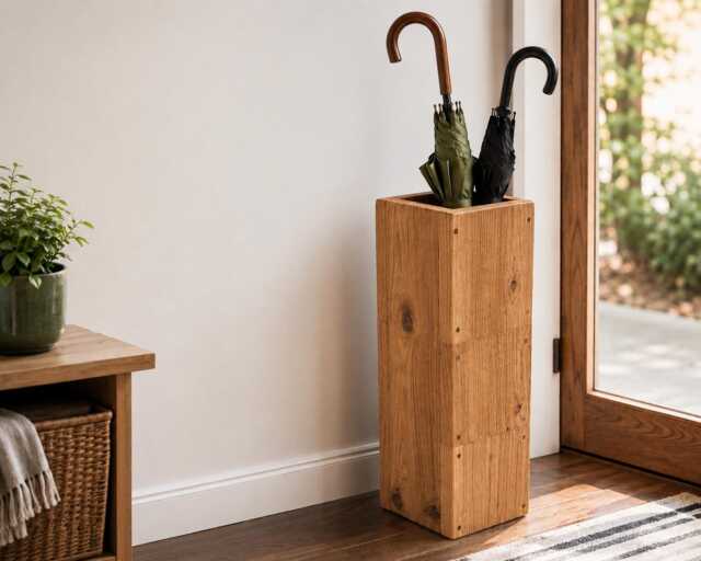 Rustic Umbrella Stand - Hallway Storage Furniture Reclaimed Solid Wood - image 1