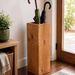 Rustic Umbrella Stand - Hallway Storage Furniture Reclaimed Solid Wood - thumbnail 3
