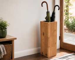 Rustic Umbrella Stand - Hallway Storage Furniture Reclaimed Solid Wood - thumbnail 1
