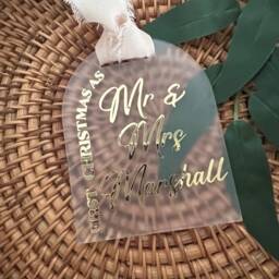 Christmas Arch Bauble Decoration - Gift First New Baby Babies Couple Gift As Mr & Mrs - thumbnail 3