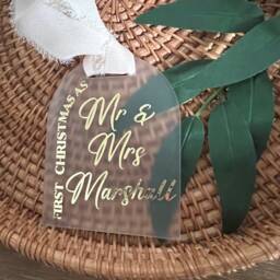 Christmas Arch Bauble Decoration - Gift First New Baby Babies Couple Gift As Mr & Mrs - thumbnail 2