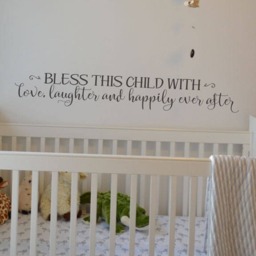 Nursery Wall Decal, Bless This Child With Love, Laughter & Happily Ever Vinyl Lettering Bc841 - thumbnail 3
