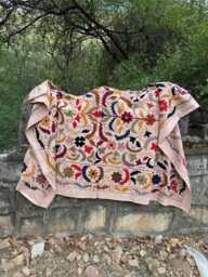 Handmade Suzani Bedspread, Embroidered Cotton Quilt, Boho Bedroom Decor, Floral Throw Blanket, Artisan Textile