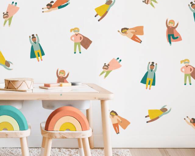 Superhero Wall Decals - Removable, Reusable Stickers Girl Bedroom Decor, Art - image 1