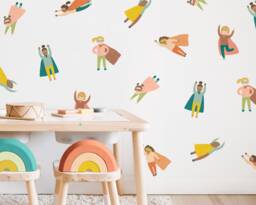 Superhero Wall Decals - Removable, Reusable Stickers Girl Bedroom Decor, Art - thumbnail 1