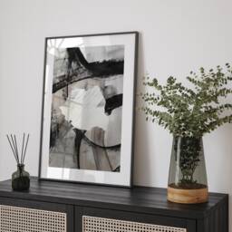 Romania Map - Black & Grey Abstract Painting Of Wall Art Print Traval Poster - thumbnail 1