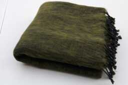 Khaki Yak Wool Throw Blanket Hand-Loomed Shawl Wrap Meditation Travel Scarf - thumbnail 1