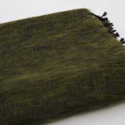 Khaki Yak Wool Throw Blanket Hand-Loomed Shawl Wrap Meditation Travel Scarf - thumbnail 4