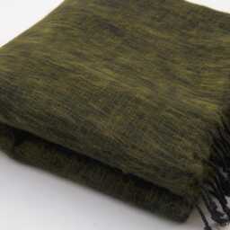 Khaki Yak Wool Throw Blanket Hand-Loomed Shawl Wrap Meditation Travel Scarf - thumbnail 2