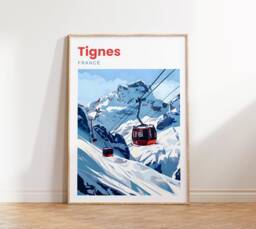 Tignes Travel Poster - Print Ski Resort Wall Art Gift - thumbnail 1